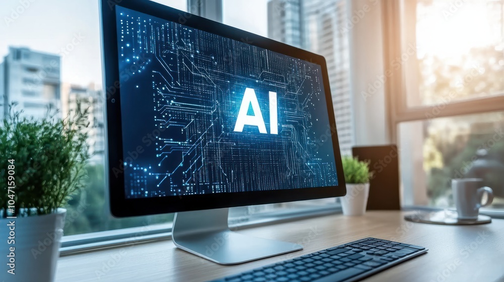 Poster computer screen with word 