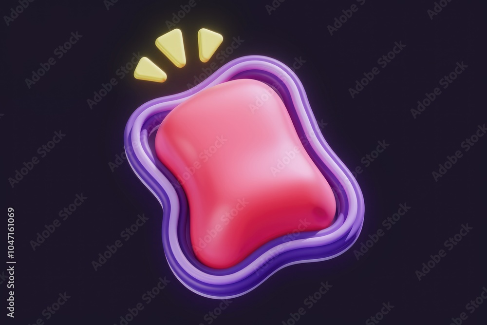 Aufkleber a 3d render of a pink blobby abstract shape with a purple outline.