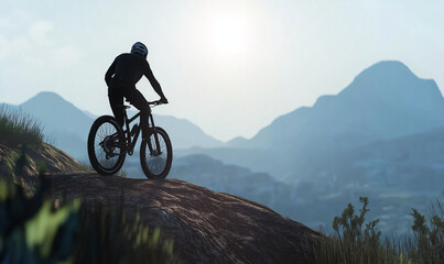 Naklejka premium Jazda na rowerze górskim