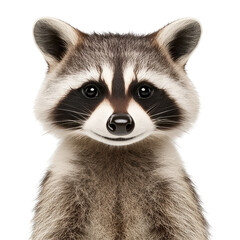 Fototapeta premium Charming Close-Up of a Playful Raccoon, Adorable Expression, Isolated Background, Captivating Animal Portrait