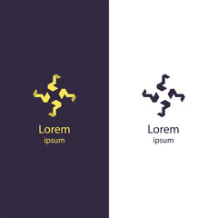 Abstract logo design featuring dynamic shapes in a balanced, minimalist layout. Perfect for modern branding, conveying movement, innovation, and creativity.