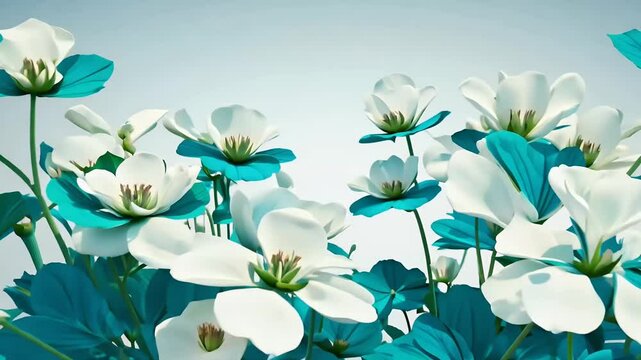 delicate beauty white flowers swaying wind captured stunning topdown view 3D animation showcases lush bush iberis dynamic backdrop presented exquisite detail flower background agriculture