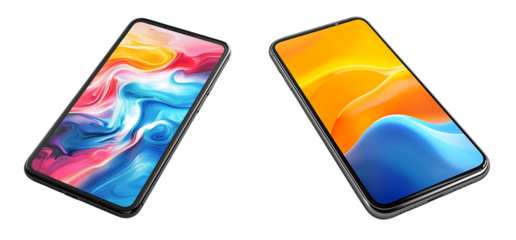 Colorful Smartphones On transparent background