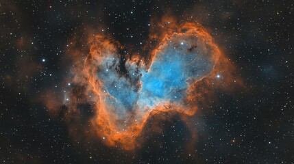 Vibrant nebula in deep space with swirling clouds of gas and dust