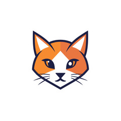 Obraz premium Modern Minimalist Cat Head Logo with Flat Colors