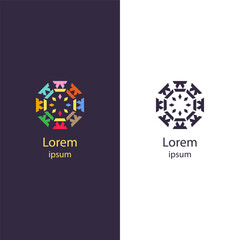 Modern and stylish logo with abstract shapes. Ideal for brands seeking a unique and minimalist design, emphasizing balance and creativity.