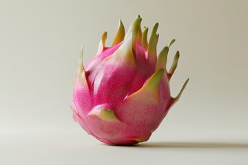 Vibrant pink dragon fruit on neutral background