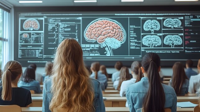 Students Attending Neuroscience Lecture in Classroom