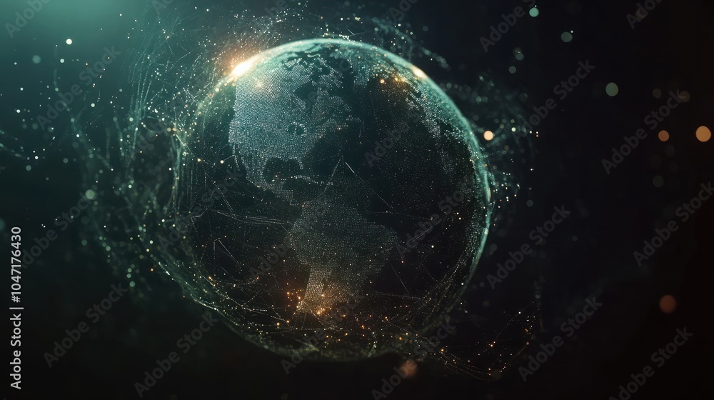 Poster abstract background with digital technology and the global network concept, planet earth in the form