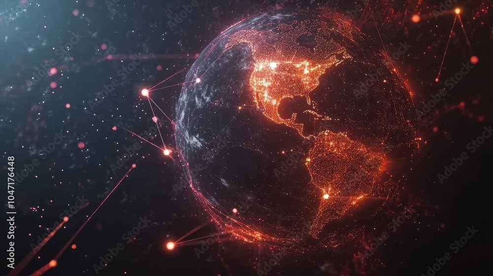 Poster abstract background with digital technology and the global network concept, planet earth in the form