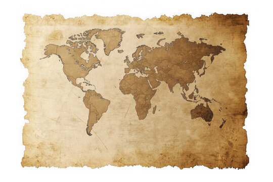 Ancient World Map: Unveiling the mysteries of exploration on aged parchment. A vintage world map evokes a sense of adventure and discovery.