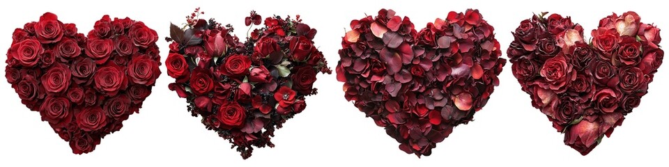 Enchanting heart-shaped arrangement of vibrant red roses isolated - Powered by Adobe