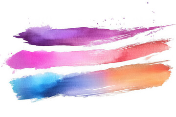 Vibrant Watercolor Strokes: Three horizontal stripes of watercolor paint in shades of purple, pink, and orange-blue create a dynamic and artistic composition.