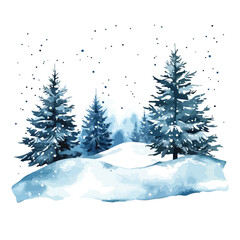 Obraz premium Winter Snow Watercolor Scenery Vector Illustration