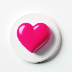 Vibrant pink heart-shaped object on a white background