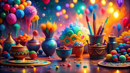 Fototapeta premium Vibrant Creative Celebration - Fierce Femme Fiesta of Colorful Artistry and Generative AI Inspiration