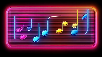 Obraz premium Music melody neon realistic vector desgin for musical apps and websites background,generative ai