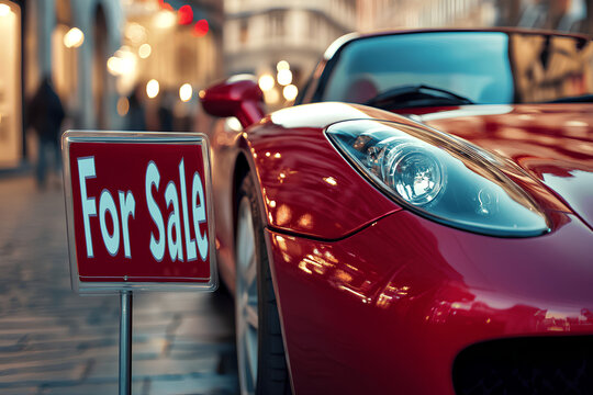 Auto Dealer Red Sports Car For Sale Sign
