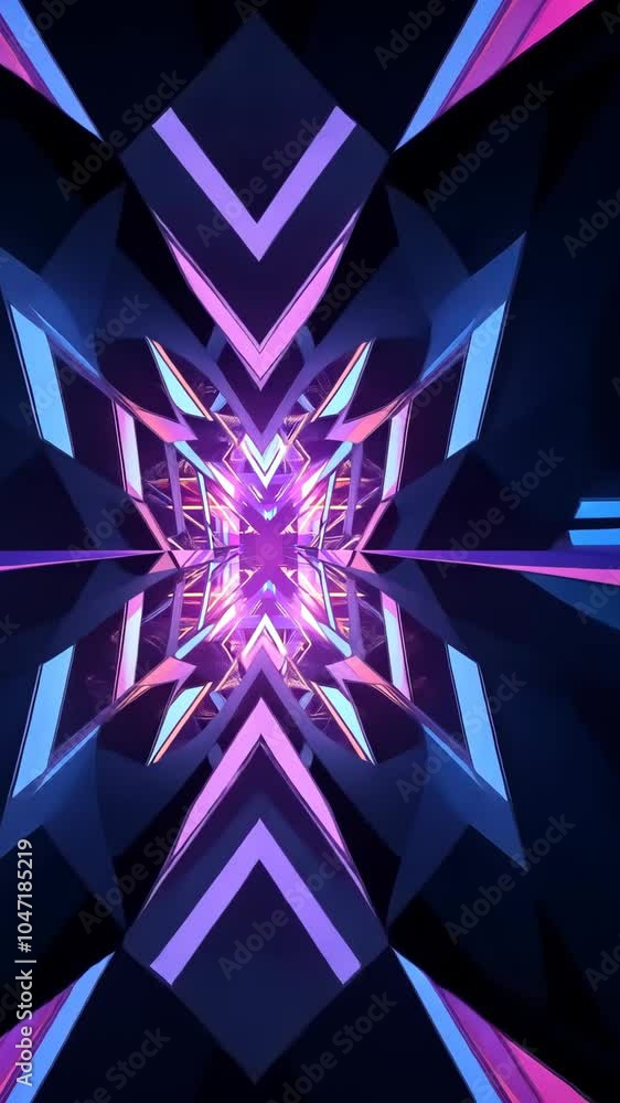 Poster neon structure transforming and rotating