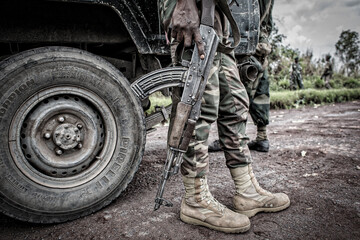 Artisanal Coltan - manganese - cobalt mining in Mudere mine under control of Nyatura militia, town...