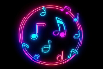 Music melody neon realistic vector desgin for musical apps and websites background,generative ai