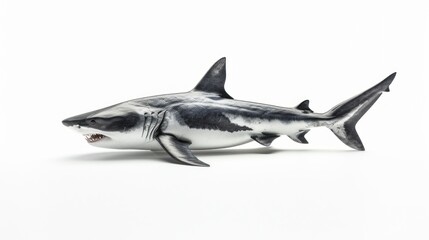 Fototapeta premium A single great white shark with an open mouth and sharp teeth