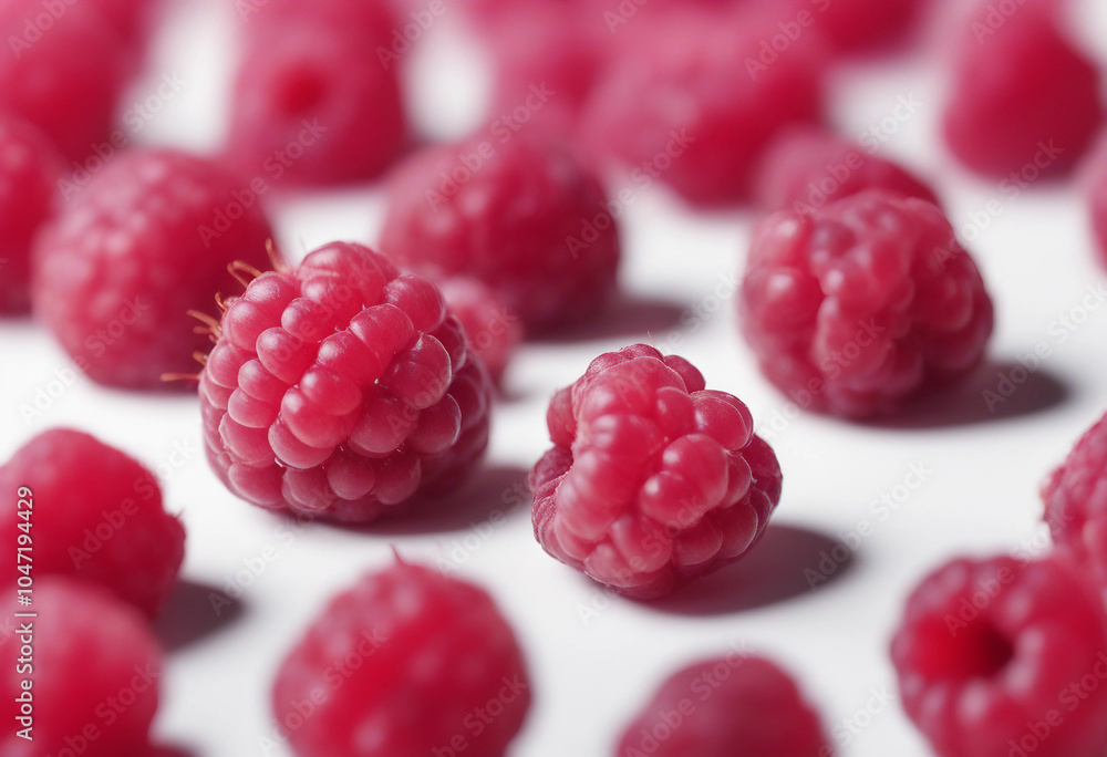 Poster raspberry isolated on white background full depth of field