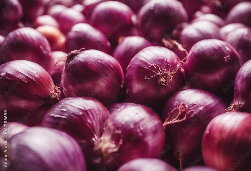 Poster red onion isolated on white background full depth of field