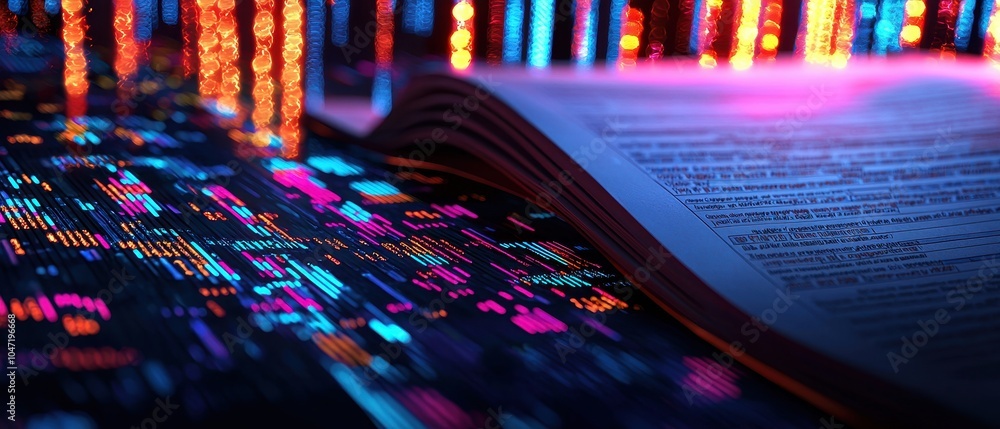 Poster colorful data visualization with open book