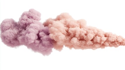 Abstract Purple and Peach Smoke Cloud Isolated on White Background