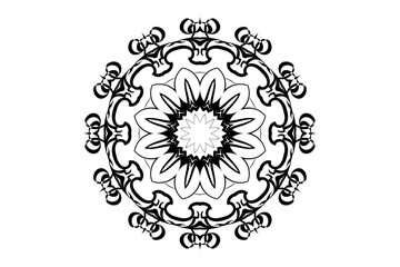 Geometric mandala with layered circles and arches, forming a detailed pattern in a symmetrical design
