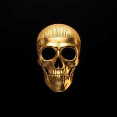 Obraz premium Ornate golden skull against a dark background