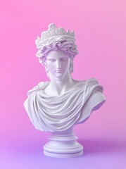 Elegant neoclassical statue with flowing drapery and ornate crown
