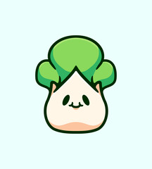 Green onion Character with a Charming Expression for Playful Designs and Kid-Friendly Art Cute and Whimsical Vector Illustration