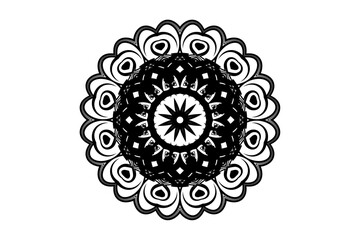 Spiritual mandala with central floral eye motif and concentric geometric patterns, perfect for tranquility and decor
