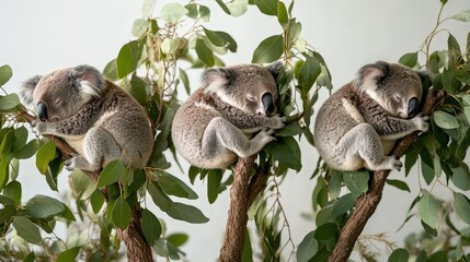 Fototapeta premium Koalas Resting Comfortably in Their Trees at the Zoo