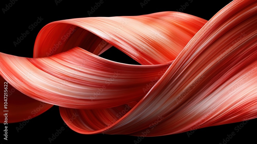 Poster abstract red ribbon swirl with black background 3d design element