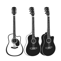 Guitar icon of 3 types. Isolated vector sign symbol.

