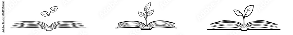 Poster the sprout plant is shown in one continuous line drawing. the knowledge concept is depicted in a sim