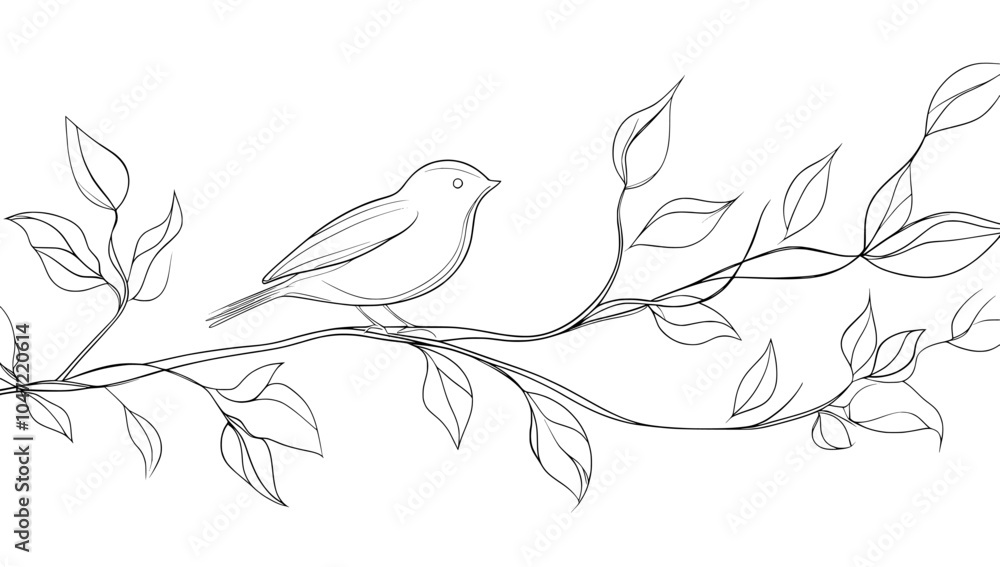Poster minimalist bird outline design with continuous one line drawing.