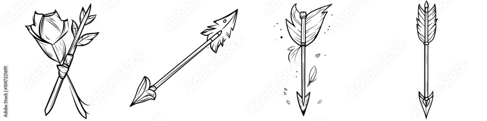 Poster a hand-drawn modern black and white arrow isolated on white background. colorful brush stroke pointe