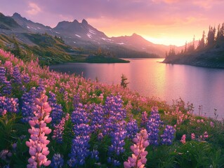 sunset in the mountains