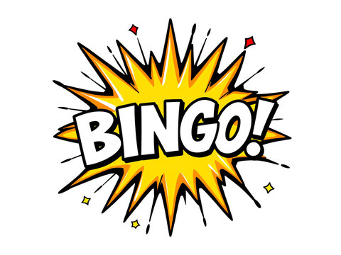 Exciting burst graphic featuring the word Bingo in bold, vibrant colors perfect for game nights or promotional events