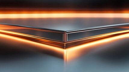 A sleek metallic corner border with a reflective finish and modern design