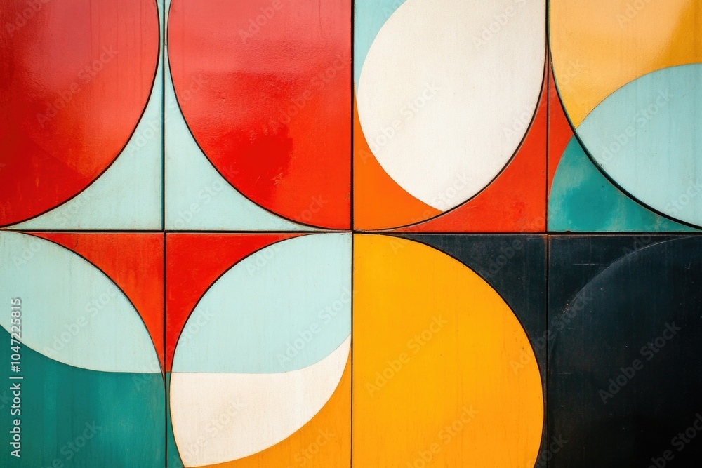 Poster Close-up shot of a colorful wall with circular patterns