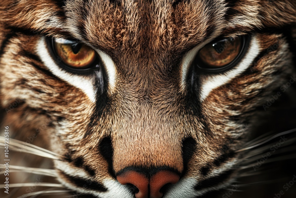 Poster a close-up shot of a cat's face with a blurred background, suitable for use in pet-related or animal