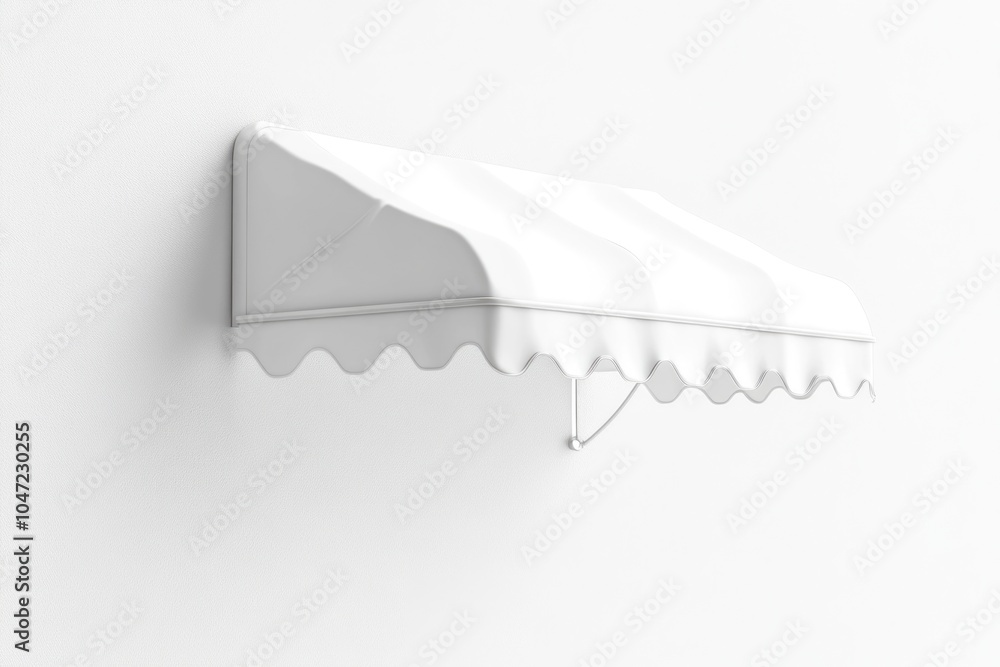 Poster a close-up shot of a white awning attached to a wall, providing shade and protection from the elemen