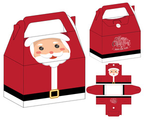 Christmas Box packaging die cut template design. 3d mock-up