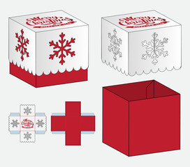 Christmas Box packaging die cut template design. 3d mock-up