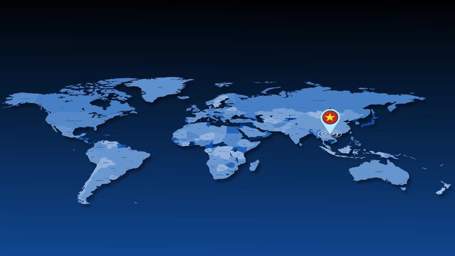 Fototapeta Vietnam flag icon GPS location tracking on earth map